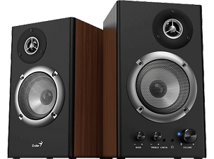 GENIUS SP-HF 1200B 2.0 wooden box stereo PC speaker set, 36W RMS, cherry-graphite
